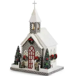 MacKenzie-Childs Cozy Christmas Illuminated Paper Church< Room Accents