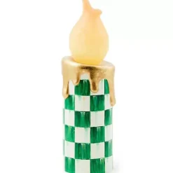 MacKenzie-Childs Cozy Christmas Illuminated Green Check Melting Candle< Candles & Fragrances