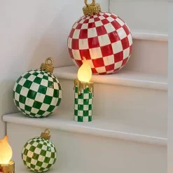 MacKenzie-Childs Cozy Christmas Illuminated Green Check Melting Candle< Candles & Fragrances