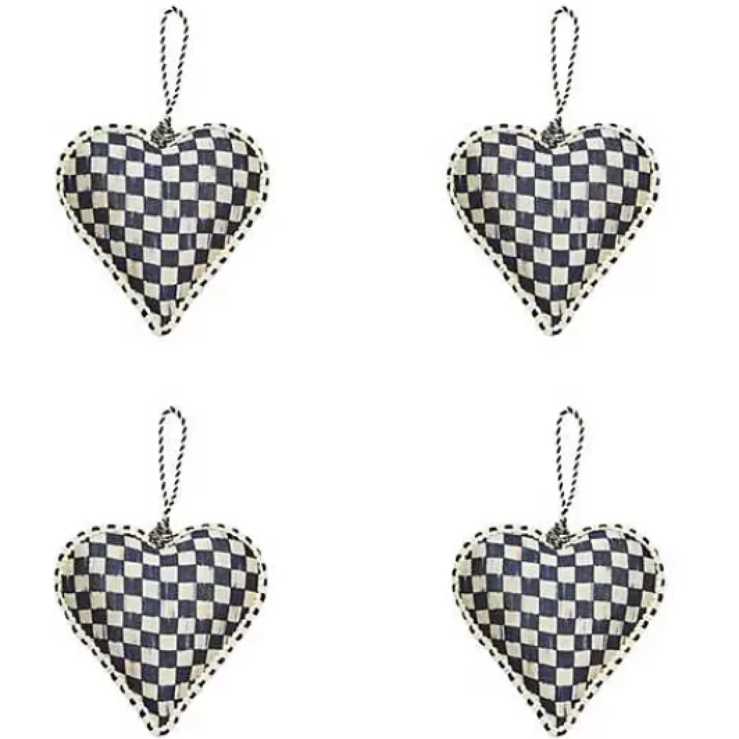 MacKenzie-Childs Cozy Christmas Patchwork Heart Ornaments, Set of 4< Holiday
