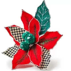 MacKenzie-Childs Cozy Christmas Poinsettia Clip< Decor Sets|Finishing Touches