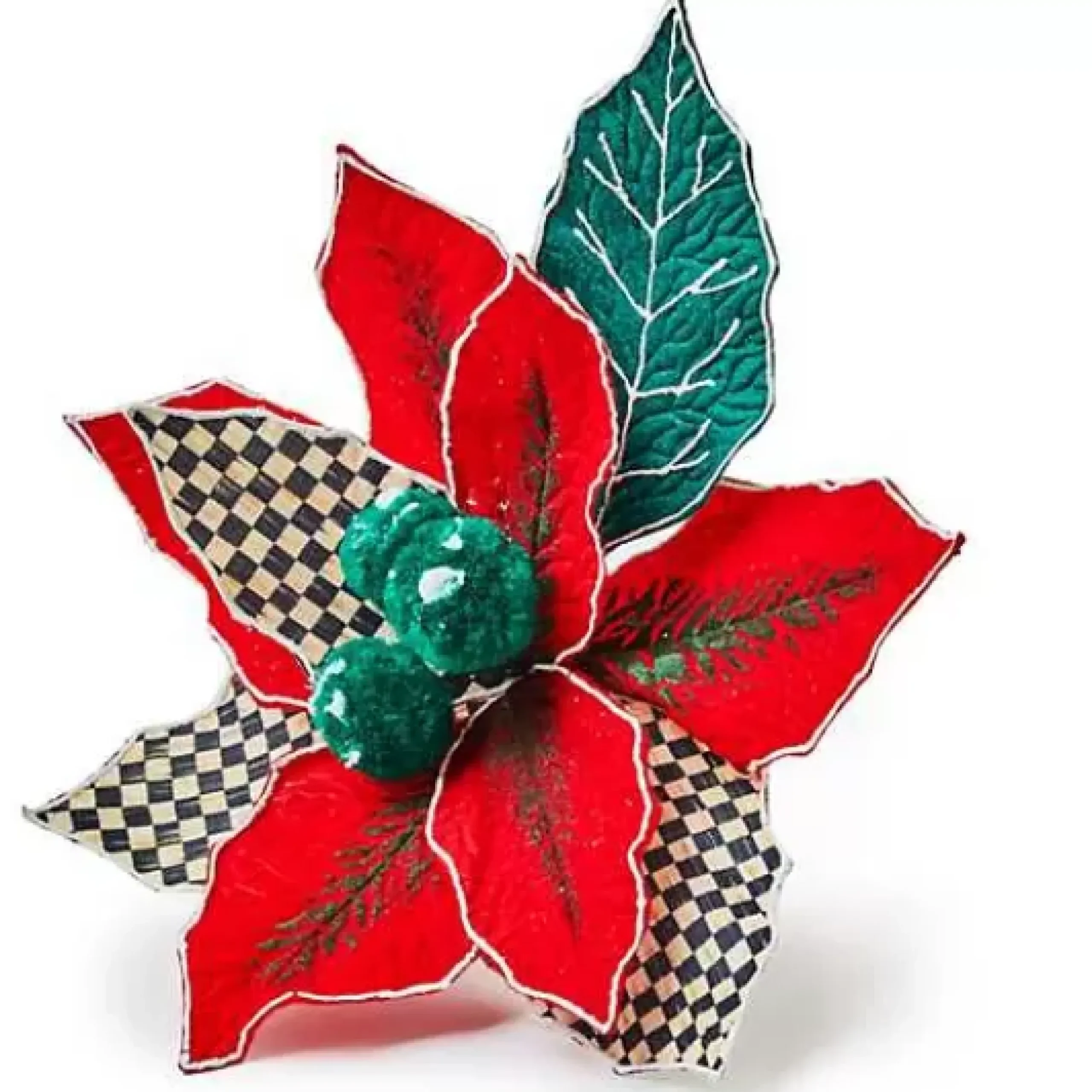 MacKenzie-Childs Cozy Christmas Poinsettia Clip< Decor Sets|Finishing Touches