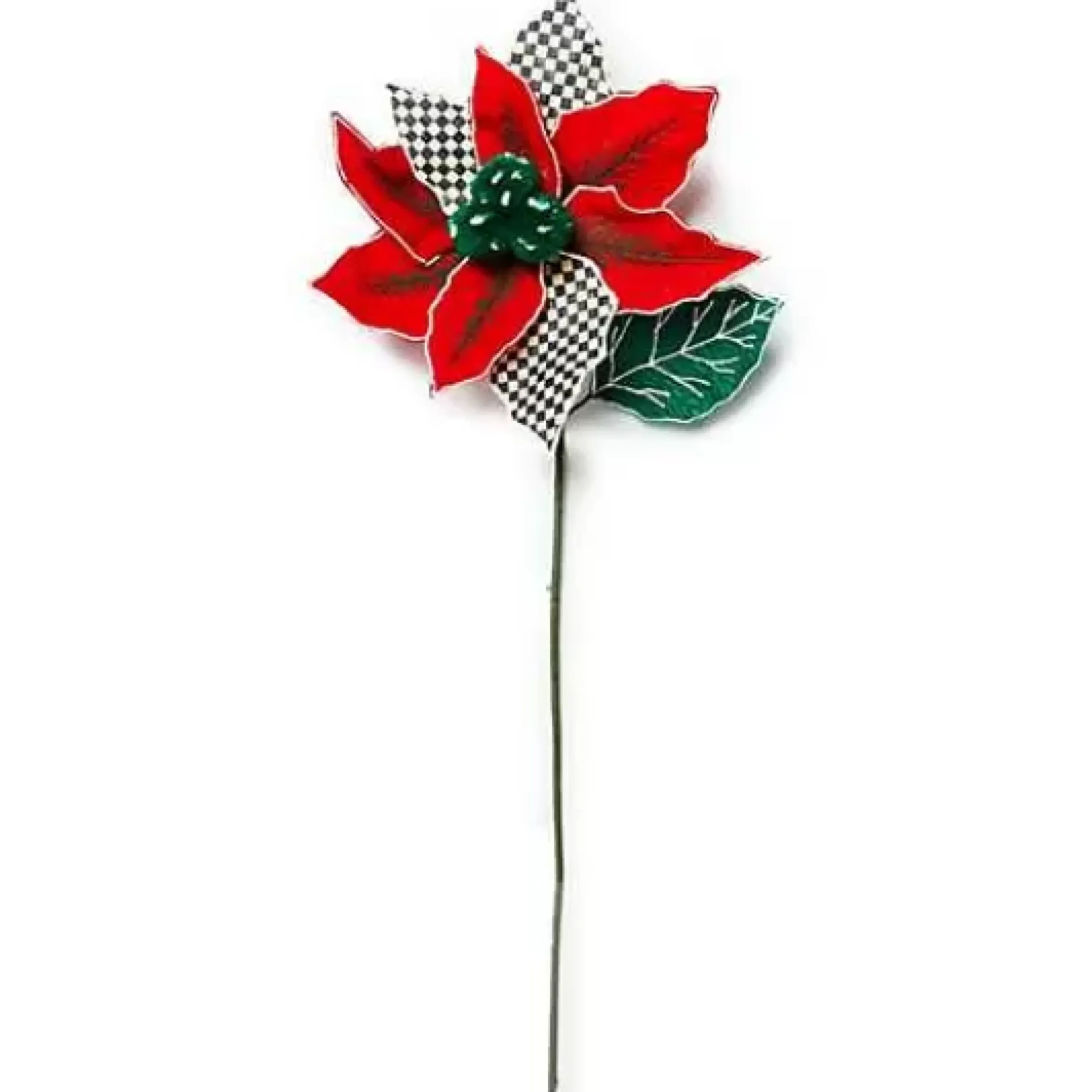MacKenzie-Childs Cozy Christmas Poinsettia Stem< Greenery & Florals