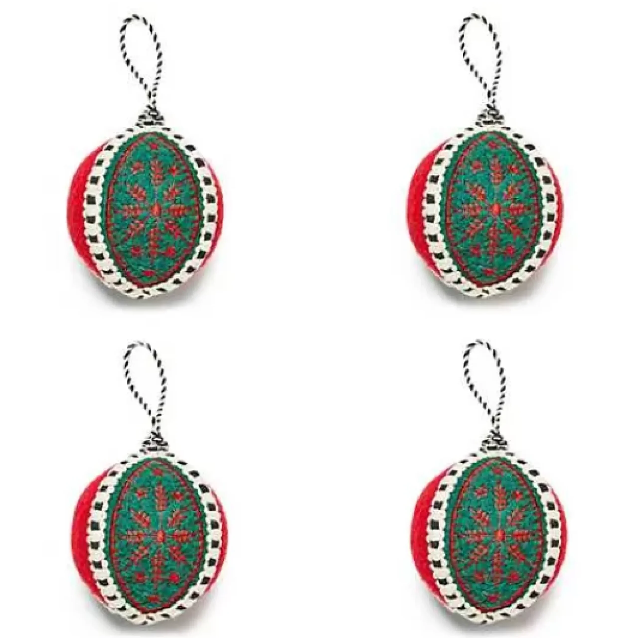 MacKenzie-Childs Cozy Christmas Snowflake Ball Ornaments, Set of 4< Holiday