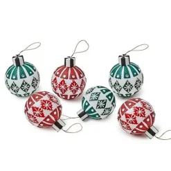MacKenzie-Childs Cozy Christmas Snowflake Glass Ball Ornaments, Set of 6< Holiday