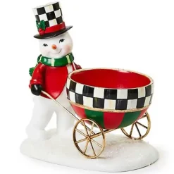 MacKenzie-Childs Cozy Christmas Snowman Cart Bowl< Room Accents