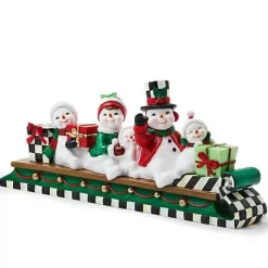 MacKenzie-Childs Cozy Christmas Snowmen Family Sledding Figurine< Holiday|Room Accents