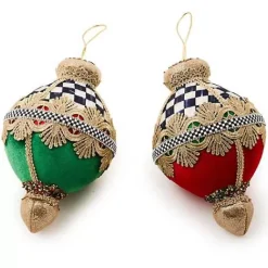 MacKenzie-Childs Cozy Christmas Velvet Bauble Ornaments, Set of 2< Holiday