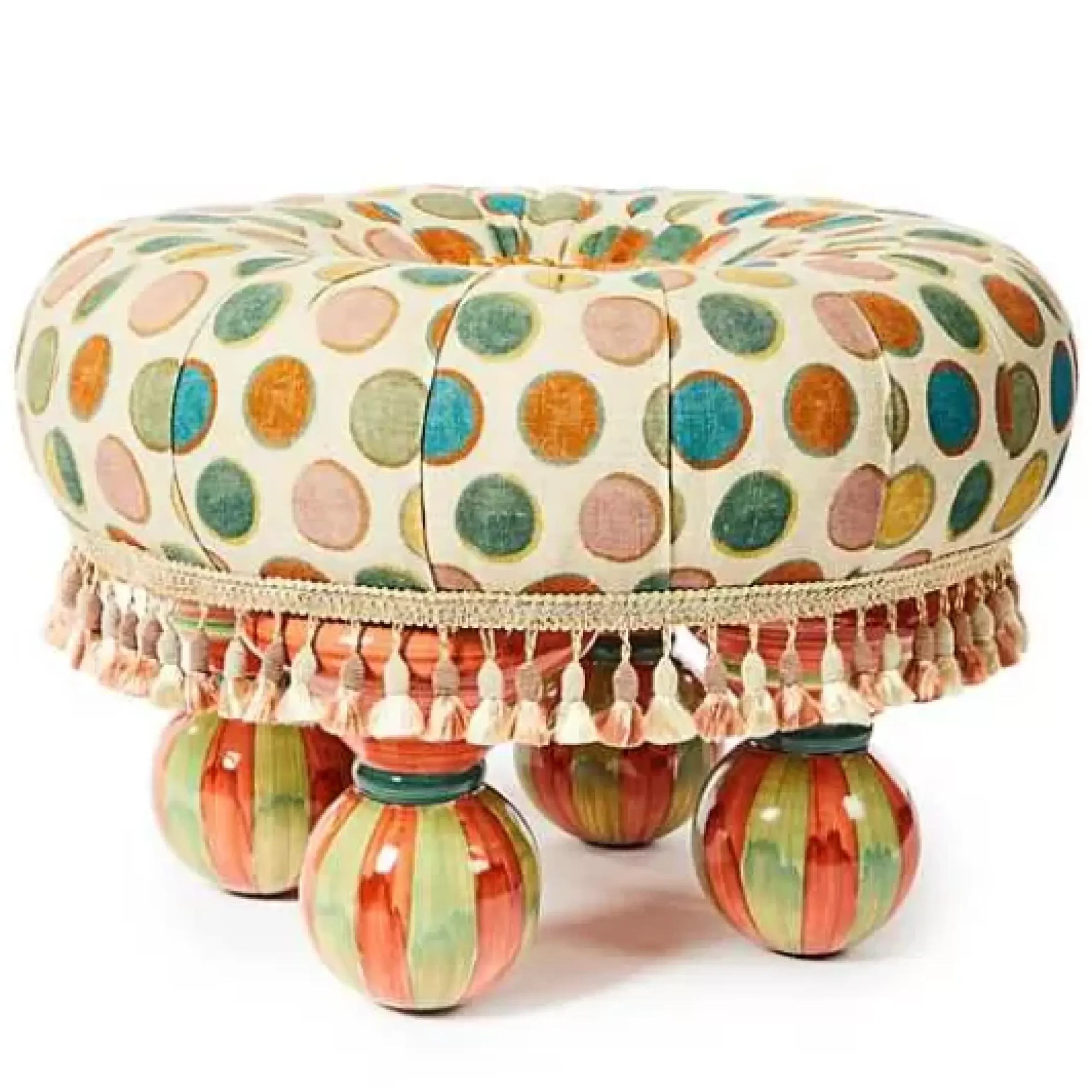 MacKenzie-Childs Croquet Dots Ottoman< Living Room