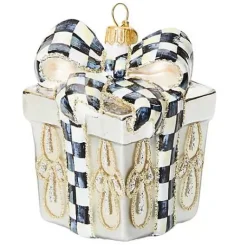 MacKenzie-Childs Crystal Palace Gift Box Glass Ornament< Holiday