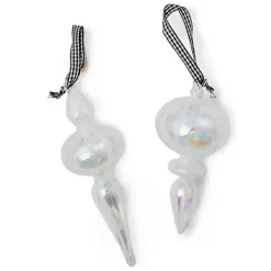 MacKenzie-Childs Crystal Palace Glass Icicle Ornaments, Set of 2< Holiday