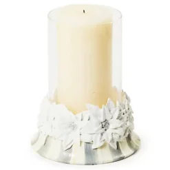 MacKenzie-Childs Crystal Palace Poinsettia Pillar Candle Holder< Candles & Fragrances|Table Accessories