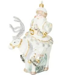 MacKenzie-Childs Crystal Palace Santa on Reindeer Glass Ornament< Holiday