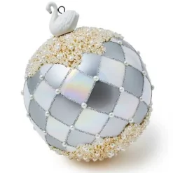 MacKenzie-Childs Crystal Palace Swan Jumbo Glass Ball Ornament< Holiday
