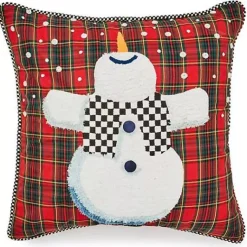 MacKenzie-Childs Dancing Snowman Throw Pillow< Pillows, Throws, & Cushions