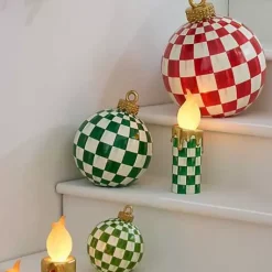 MacKenzie-Childs Dark Green Check Tabletop Ornament< Room Accents