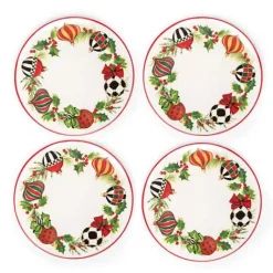 MacKenzie-Childs Deck the Halls Salad Plates, Set of 4< Holiday|Serveware