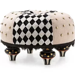 MacKenzie-Childs Diamond and Dot Footstool< Living Room