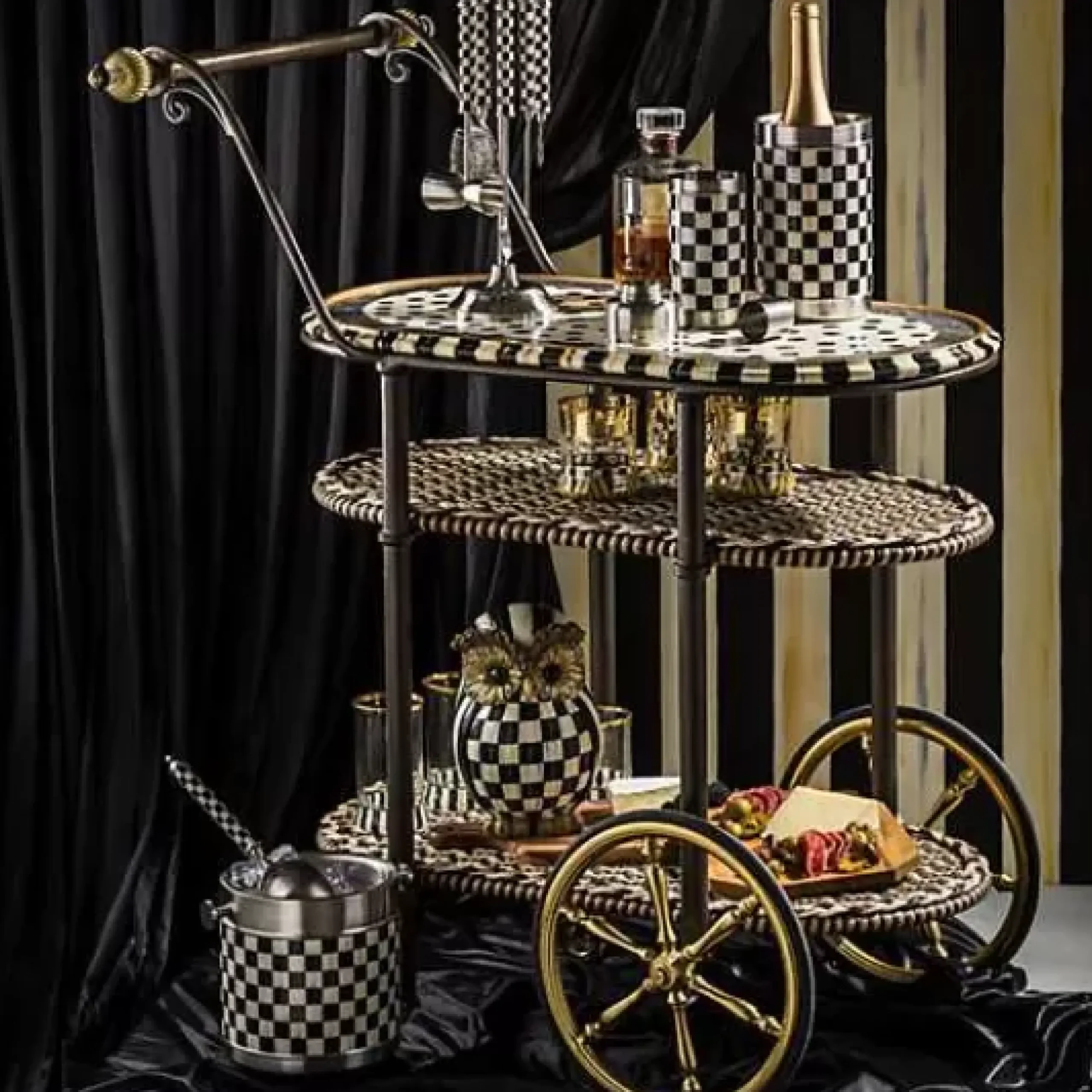MacKenzie-Childs Dotography Bar Cart< Living Room|Bar Entertaining