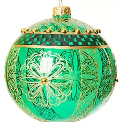 MacKenzie-Childs Emerald Luxe Ball Glass Ornament< Holiday