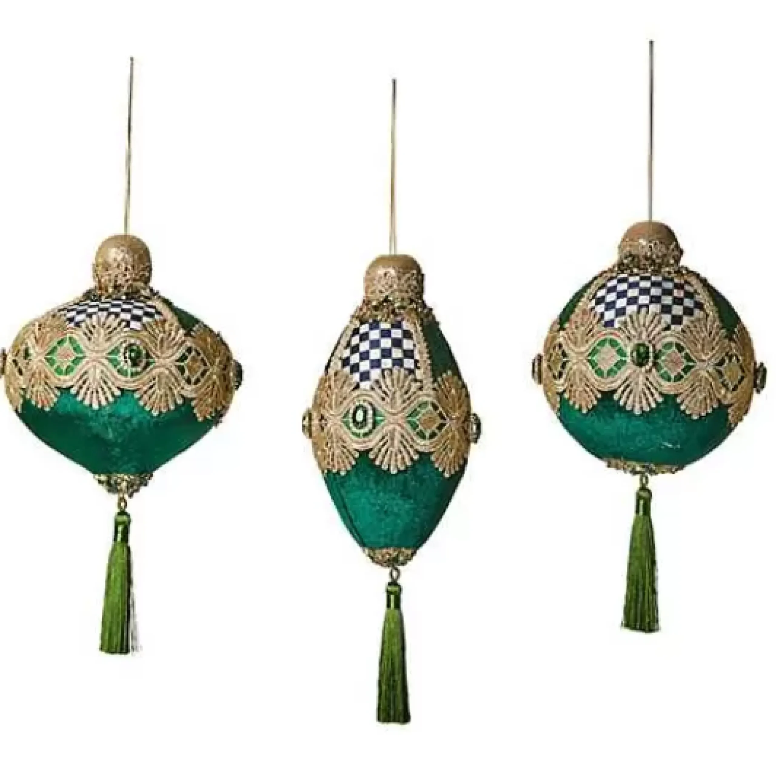 MacKenzie-Childs Emerald Luxe Bauble Ornaments, Set of 3< Holiday