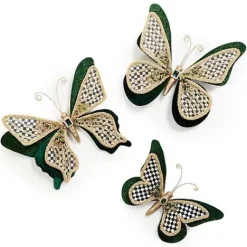 MacKenzie-Childs Emerald Luxe Butterfly Clips, Set of 3< Finishing Touches