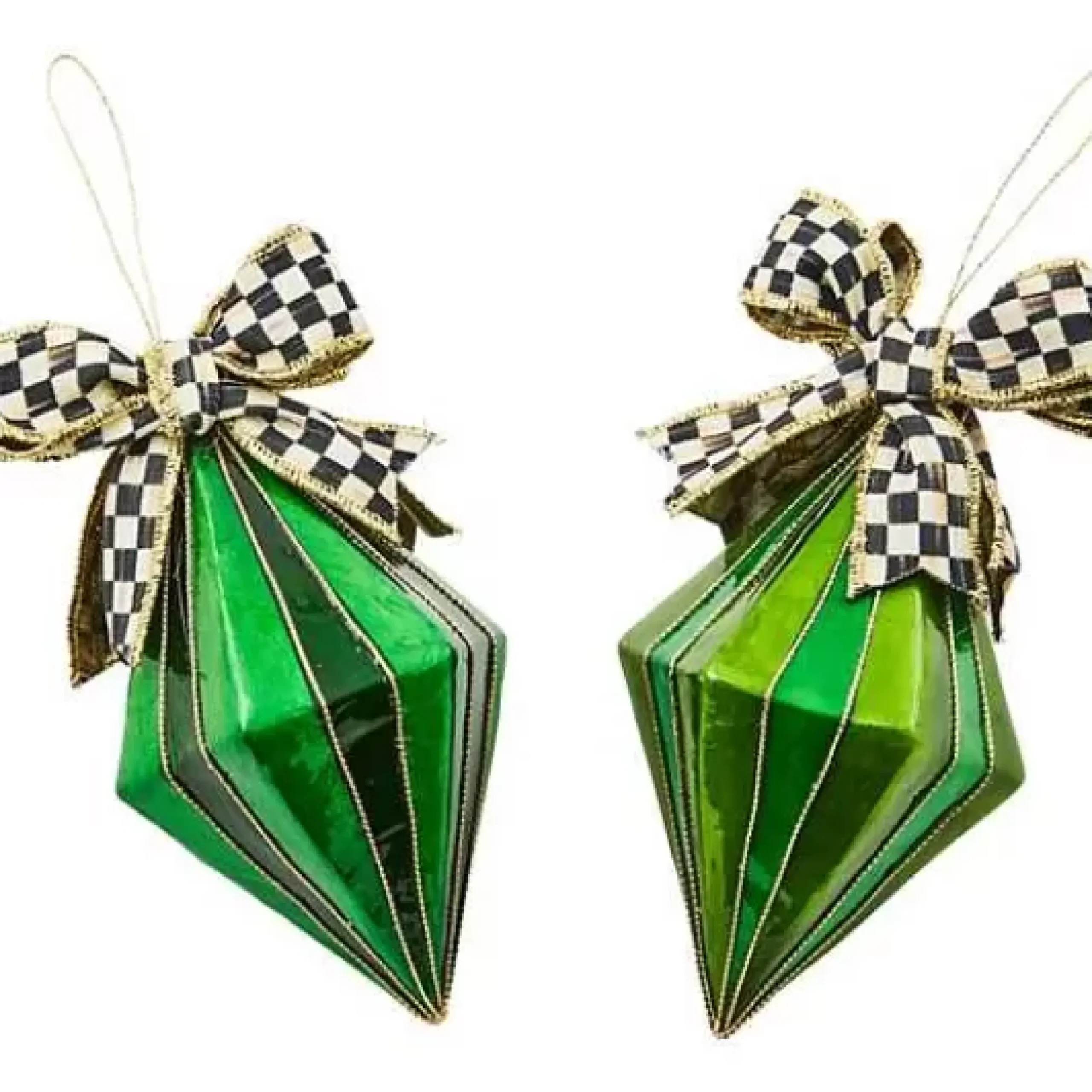 MacKenzie-Childs Emerald Luxe Capiz Drop Ornaments, Set of 2< Holiday