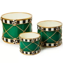 MacKenzie-Childs Emerald Luxe Drums, Set of 2< Outdoor|Room Accents