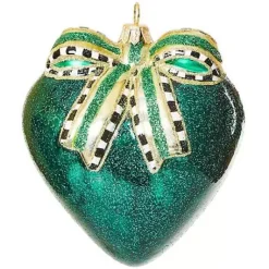 MacKenzie-Childs Emerald Luxe Heart Glass Ornament< Holiday