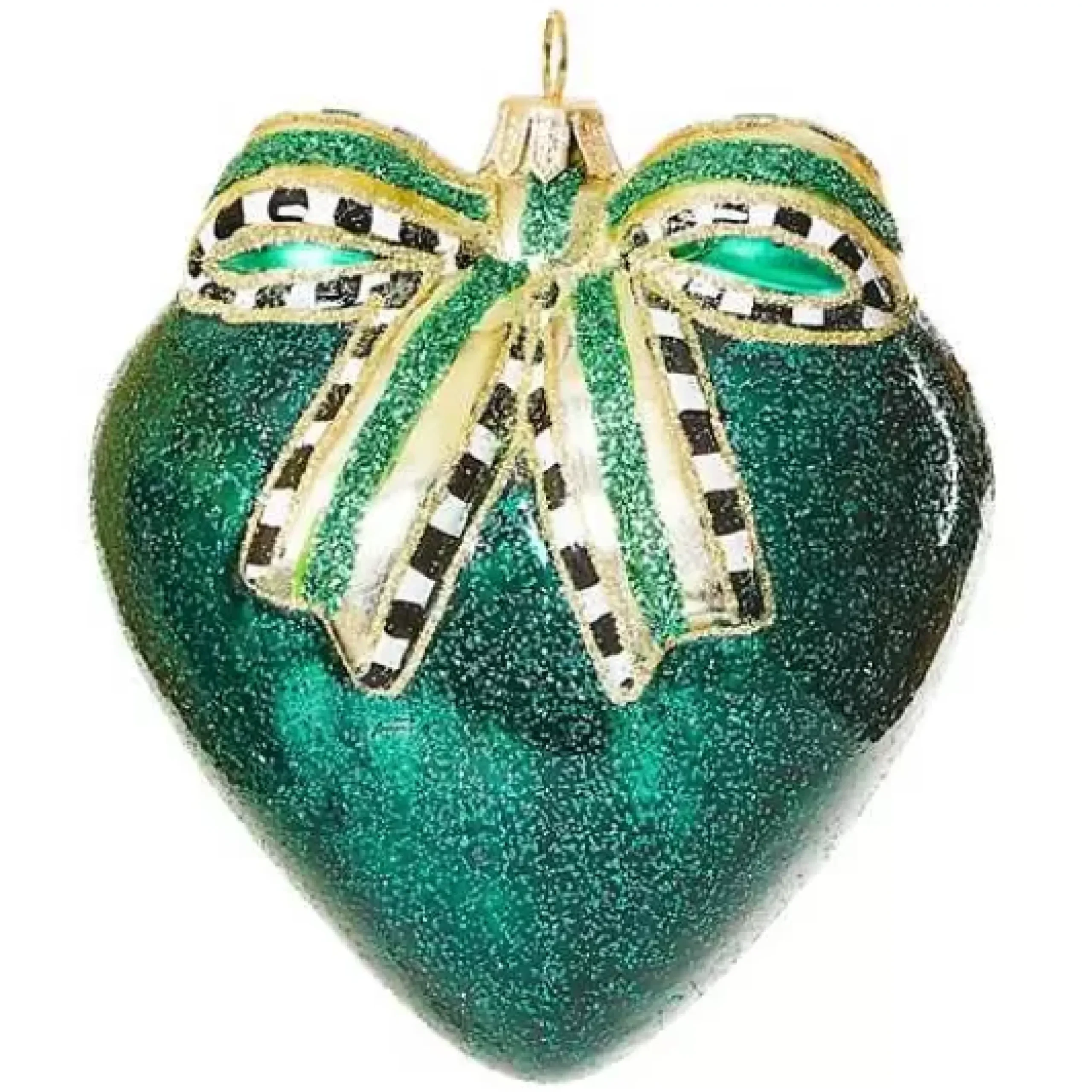 MacKenzie-Childs Emerald Luxe Heart Glass Ornament< Holiday