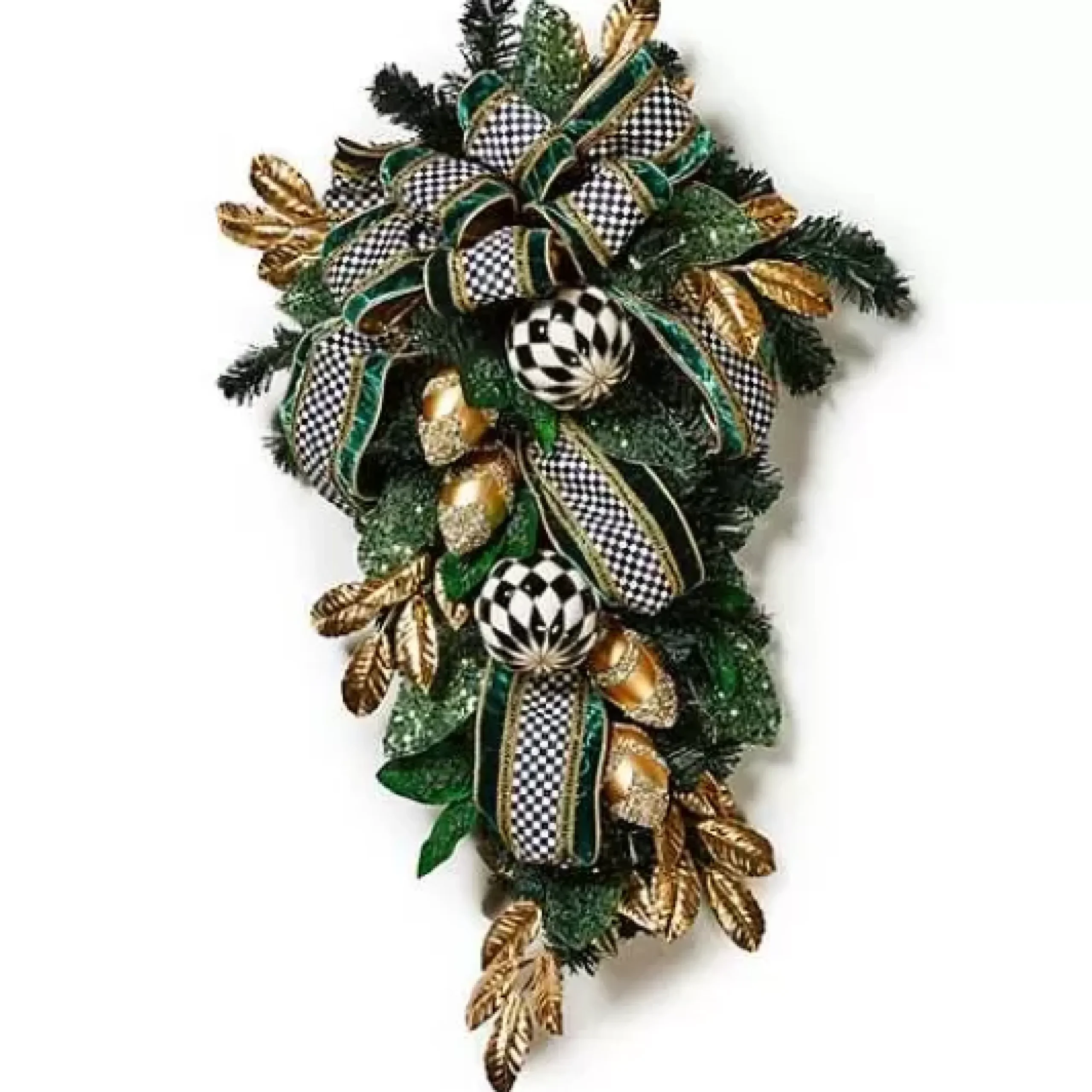 MacKenzie-Childs Emerald Luxe Illuminated Swag< Holiday|Greenery & Florals