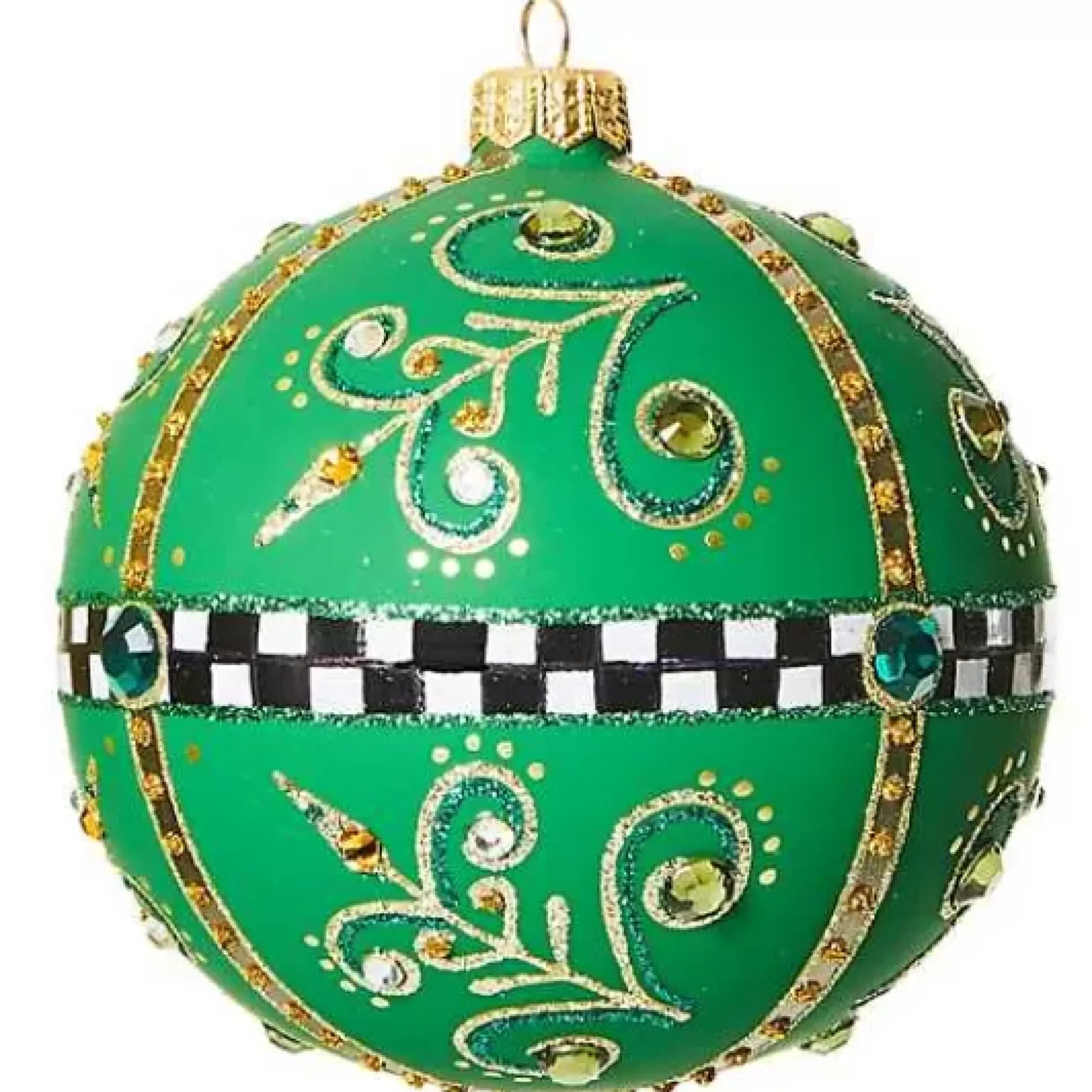 MacKenzie-Childs Emerald Luxe Matte Ball Glass Ornament< Holiday