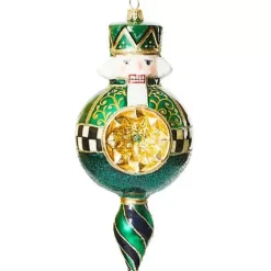 MacKenzie-Childs Emerald Luxe Nutcracker Reflector Glass Ornament< Holiday