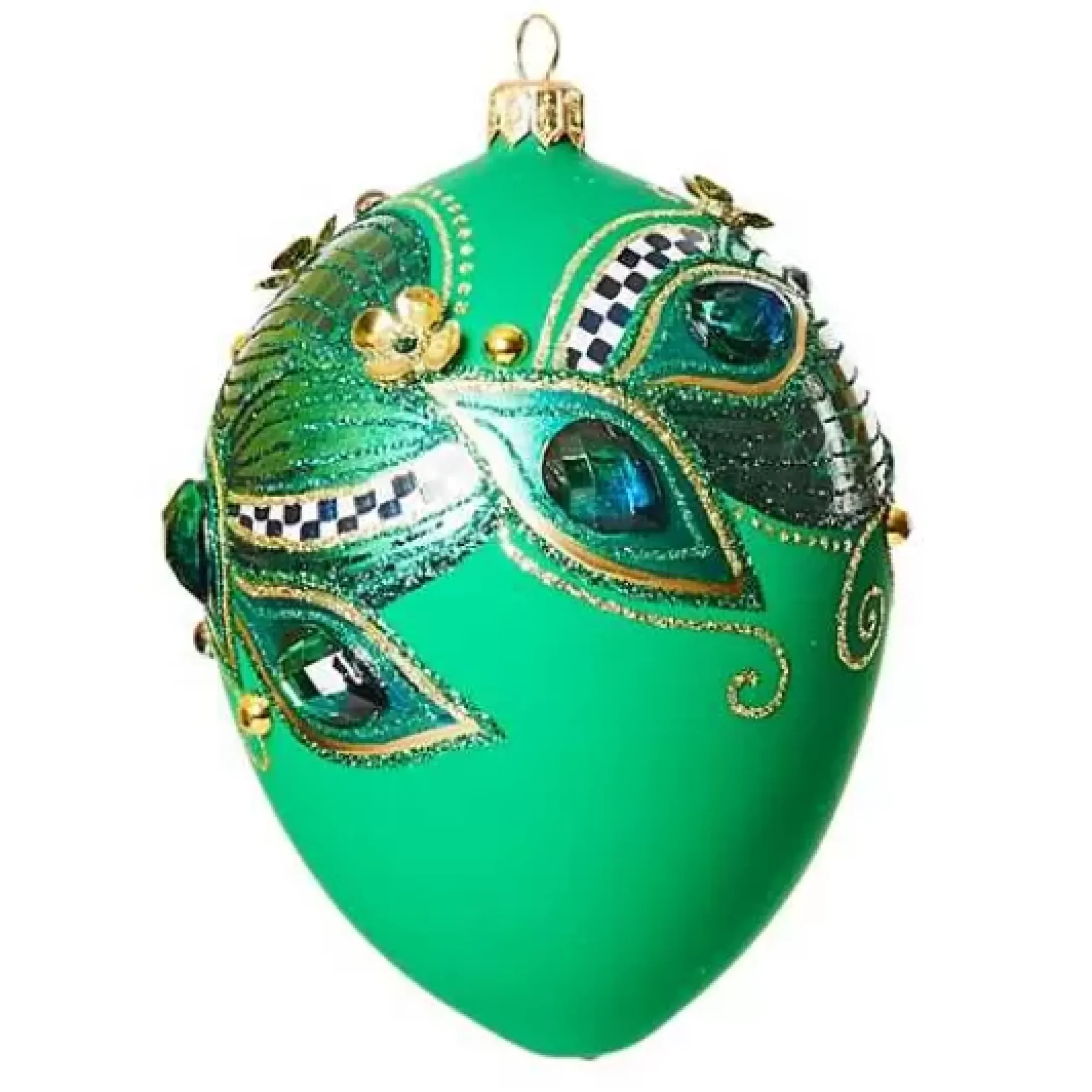 MacKenzie-Childs Emerald Luxe Oval Ball Glass Ornament< Holiday