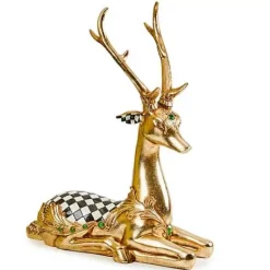 MacKenzie-Childs Emerald Luxe Resting Gold Deer< Room Accents