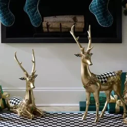 MacKenzie-Childs Emerald Luxe Standing Gold Deer< Room Accents