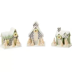 MacKenzie-Childs Farmhouse Holiday Illuminated Mini Paper Houses, Set of 3< Room Accents