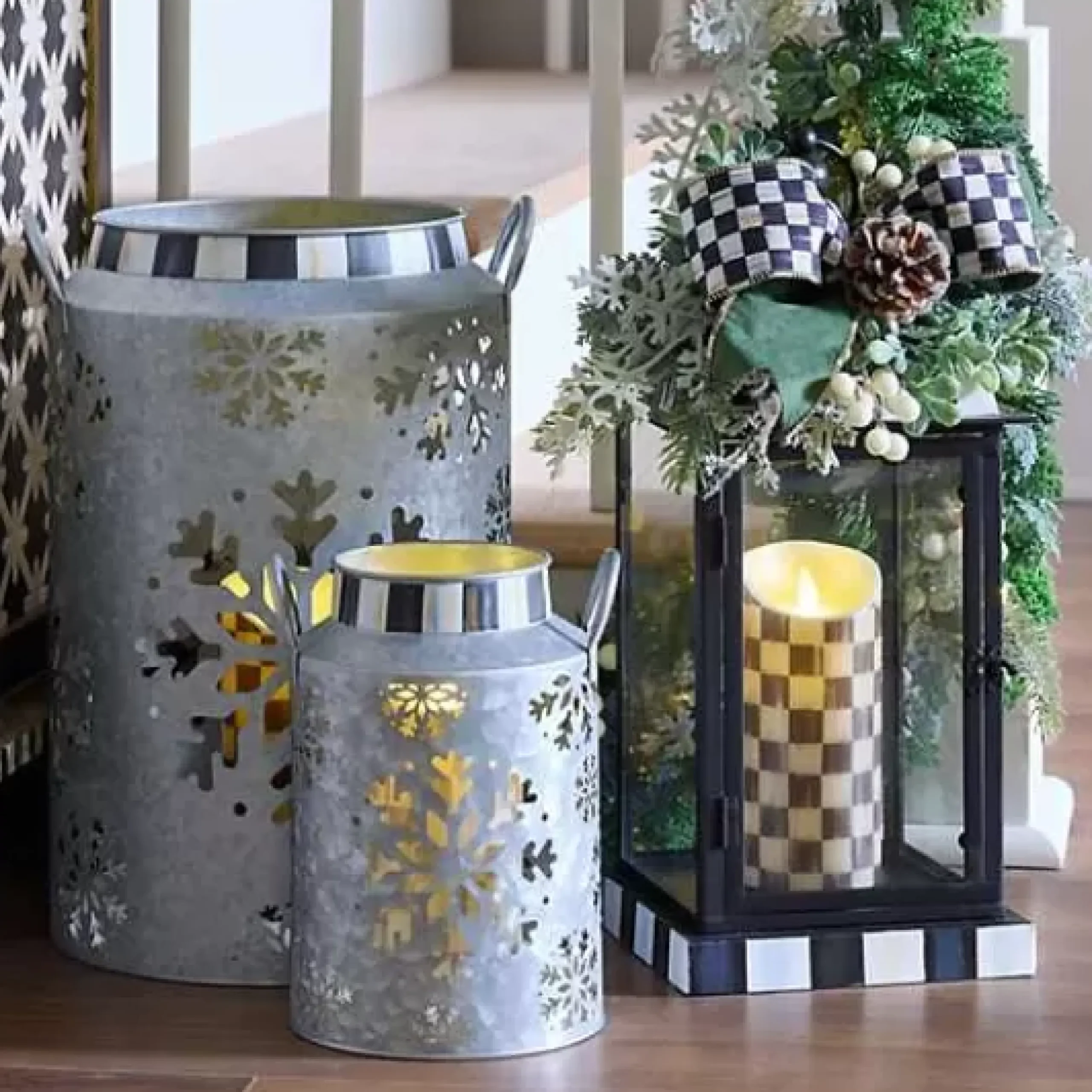 MacKenzie-Childs Farmhouse Holiday Lantern Arrangement< Outdoor|Room Accents