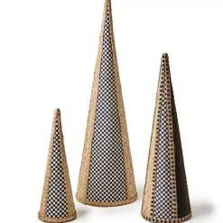 MacKenzie-Childs Farmhouse Holiday Rattan Cone Trees, Set of 3< Holiday|Room Accents