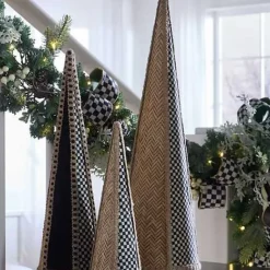 MacKenzie-Childs Farmhouse Holiday Rattan Cone Trees, Set of 3< Holiday|Room Accents