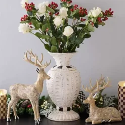 MacKenzie-Childs Farmhouse Holiday Resting Block Print Deer Figurine< Room Accents