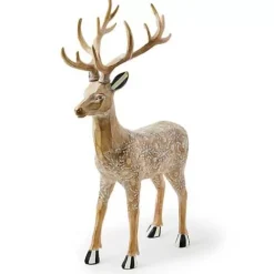MacKenzie-Childs Farmhouse Holiday Standing Block Print Deer Figurine< Room Accents