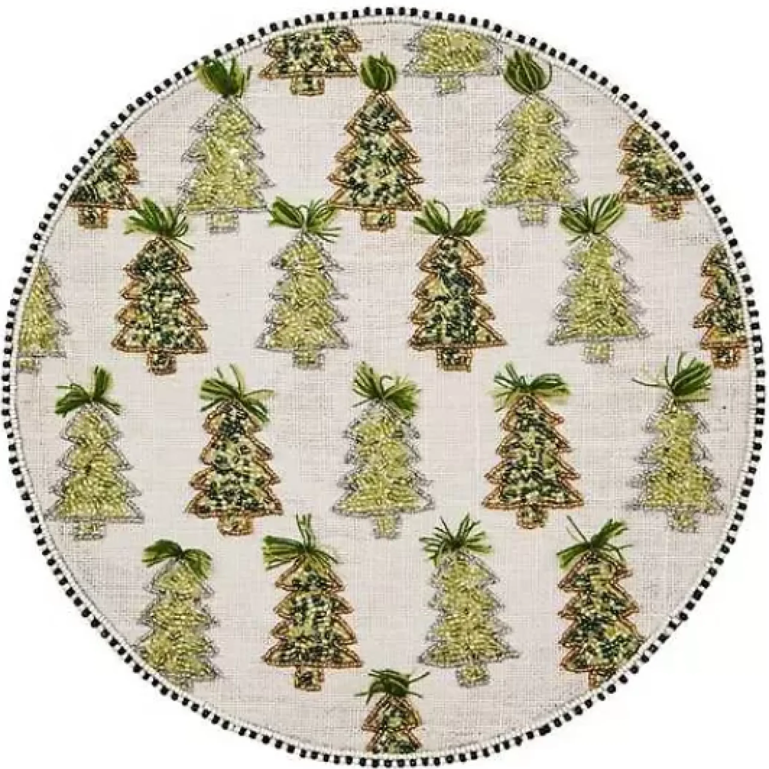 MacKenzie-Childs Farmhouse Trees Round Beaded Placemat< Table Accessories|Kitchen & Table Linens