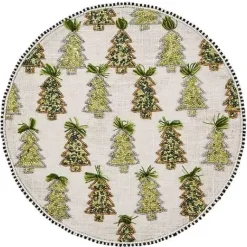 MacKenzie-Childs Farmhouse Trees Round Beaded Placemat< Table Accessories|Kitchen & Table Linens