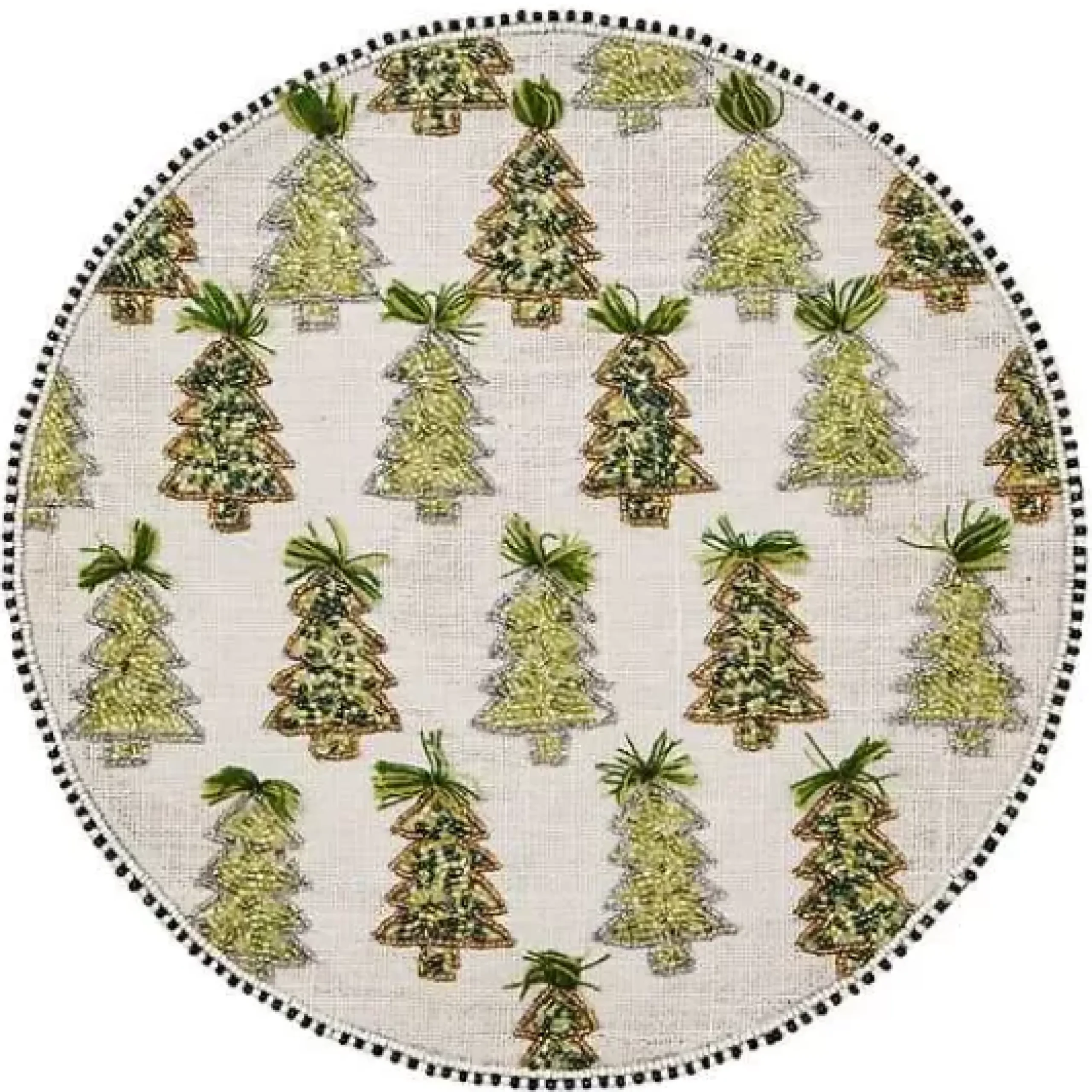 MacKenzie-Childs Farmhouse Trees Round Beaded Placemat< Table Accessories|Kitchen & Table Linens
