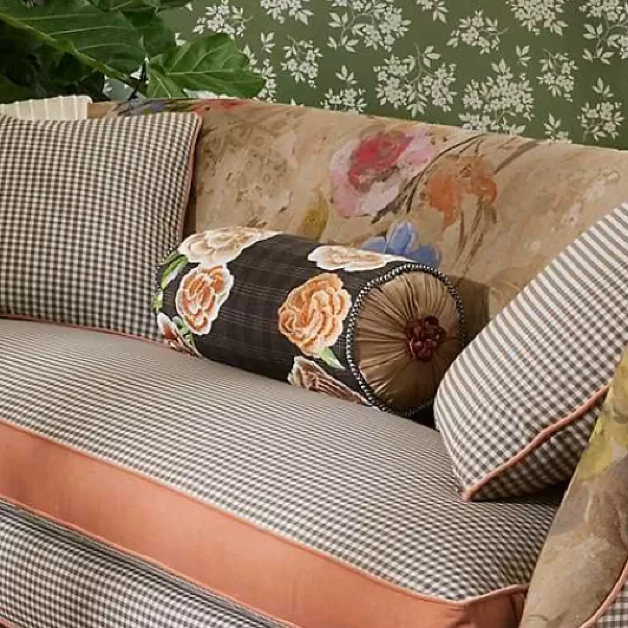 MacKenzie-Childs Field Study Floral Beaded Bolster< Pillows, Throws, & Cushions