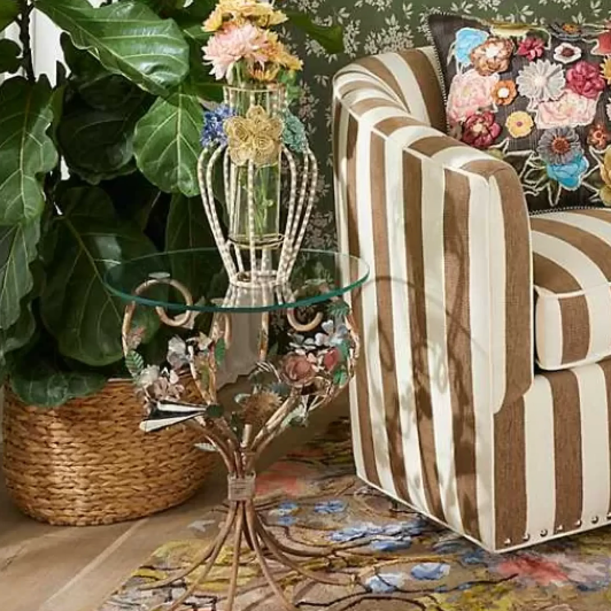 MacKenzie-Childs Field Study Round Accent Table< Living Room