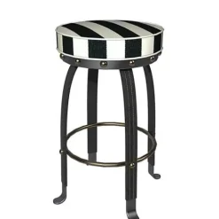 MacKenzie-Childs Flatiron Black Stripe Bar Stool< Dining Room & Kitchen