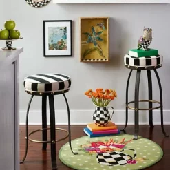 MacKenzie-Childs Flatiron Black Stripe Counter Stool< Dining Room & Kitchen