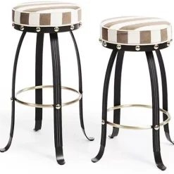 MacKenzie-Childs Flatiron Brown Stripe Bar Stool< Dining Room & Kitchen